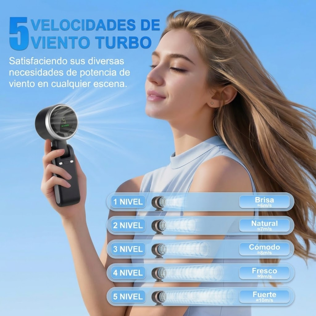 ventilador turbo portátil con 5 velocidades